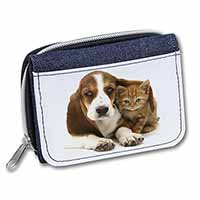 Basset Hound Dog and Cat Unisex Denim Purse Wallet