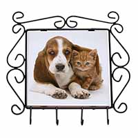 Basset Hound Dog and Cat Wrought Iron Key Holder Hooks