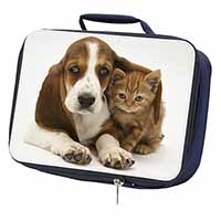 Basset Hound Dog and Cat Navy Insulated School Lunch Box/Picnic Bag