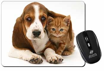 Basset Hound Dog and Cat Computer Mouse Mat
