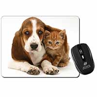 Basset Hound Dog and Cat Computer Mouse Mat