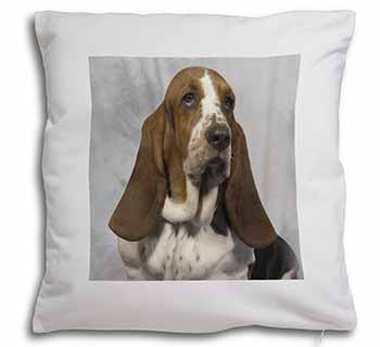 Basset Hound Dog Soft White Velvet Feel Scatter Cushion