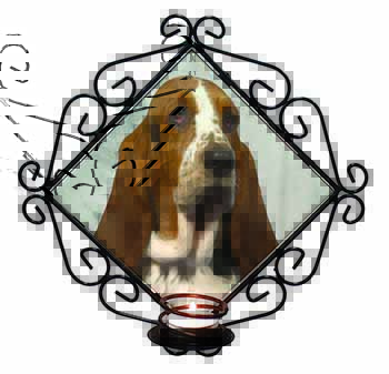 Basset Hound Dog Wrought Iron Wall Art Candle Holder