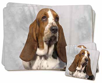 Basset Hound Dog Twin 2x Placemats and 2x Coasters Set in Gift Box