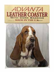 Basset Hound Dog Single Leather Photo Coaster