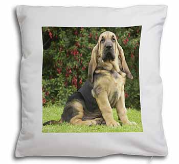 Bloodhound Dog Soft White Velvet Feel Scatter Cushion