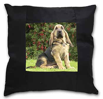 Bloodhound Dog Black Satin Feel Scatter Cushion
