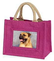 Bullmastiff Dog Little Girls Small Pink Jute Shopping Bag