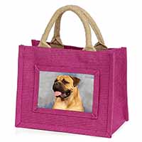 Bullmastiff Dog Little Girls Small Pink Jute Shopping Bag