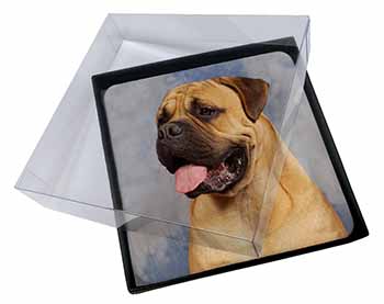 4x Bullmastiff Dog Picture Table Coasters Set in Gift Box