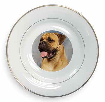 Bullmastiff Dog Gold Rim Plate Printed Full Colour in Gift Box