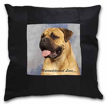 Bullmastiff Dog-With Love Black Satin Feel Scatter Cushion