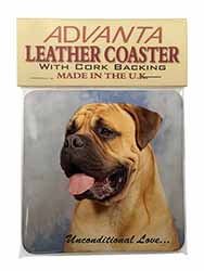 Bullmastiff Dog-With Love Single Leather Photo Coaster
