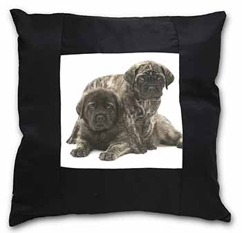 Bullmastiff Dog Puppies Black Satin Feel Scatter Cushion