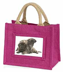 Bullmastiff Dog Puppies Little Girls Small Pink Jute Shopping Bag