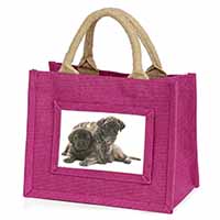 Bullmastiff Dog Puppies Little Girls Small Pink Jute Shopping Bag