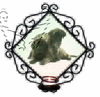Bullmastiff Dog Puppies Wrought Iron Wall Art Candle Holder
