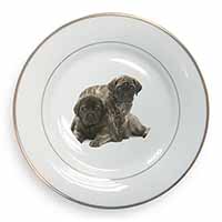 Bullmastiff Dog Puppies Gold Rim Plate Printed Full Colour in Gift Box