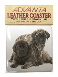 Bullmastiff Dog Puppies Single Leather Photo Coaster