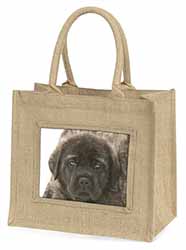 Bullmastiff Puppy Natural/Beige Jute Large Shopping Bag
