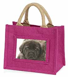 Bullmastiff Puppy Little Girls Small Pink Jute Shopping Bag