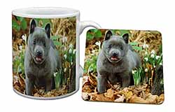 Blue Schipperke Dog Mug and Coaster Set