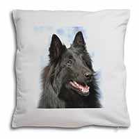 Black Belgian Shepherd Dog Soft White Velvet Feel Scatter Cushion