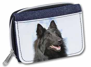 Black Belgian Shepherd Dog Unisex Denim Purse Wallet