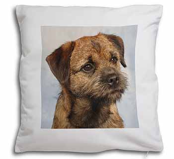 Border Terrier Soft White Velvet Feel Scatter Cushion