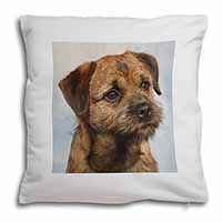 Border Terrier Soft White Velvet Feel Scatter Cushion