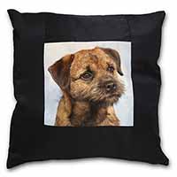 Border Terrier Black Satin Feel Scatter Cushion