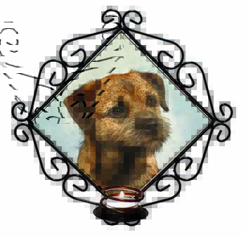 Border Terrier Wrought Iron Wall Art Candle Holder