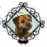 Border Terrier Wrought Iron Wall Art Candle Holder
