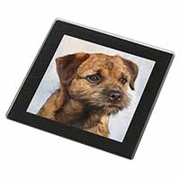 Border Terrier Black Rim High Quality Glass Coaster