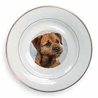 Border Terrier Gold Rim Plate Printed Full Colour in Gift Box