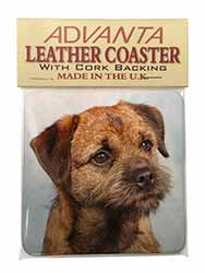 Border Terrier Single Leather Photo Coaster