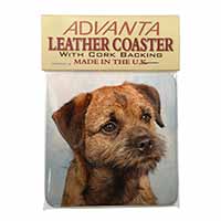 Border Terrier Single Leather Photo Coaster