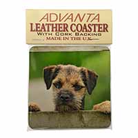 Border Terrier Puppy Dog Single Leather Photo Coaster