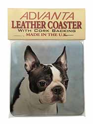 Boston Terrier Dog Single Leather Photo Coaster