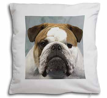 Bulldog Dog Soft White Velvet Feel Scatter Cushion