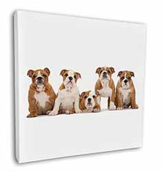 Bulldog Puppy Dogs Square Canvas 12"x12" Wall Art Picture Print