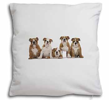 Bulldog Puppy Dogs Soft White Velvet Feel Scatter Cushion