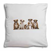 Bulldog Puppy Dogs Soft White Velvet Feel Scatter Cushion
