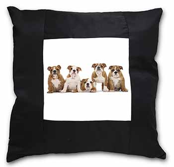 Bulldog Puppy Dogs Black Satin Feel Scatter Cushion