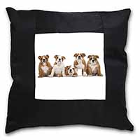 Bulldog Puppy Dogs Black Satin Feel Scatter Cushion