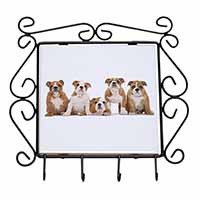 Bulldog Puppy Dogs Wrought Iron Key Holder Hooks