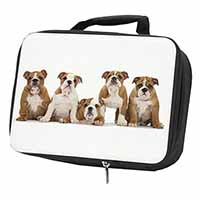 Bulldog Puppy Dogs Black Insulated School Lunch Box/Picnic Bag