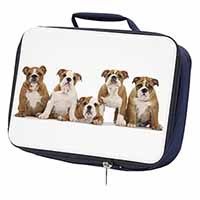 Bulldog Puppy Dogs Navy Insulated School Lunch Box/Picnic Bag