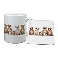 Bulldog Puppy Dogs Mug and Coaster Set