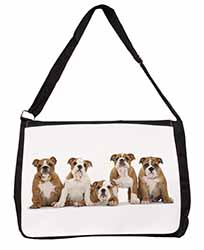 Bulldog Puppy Dogs Large Black Laptop Shoulder Bag School/College